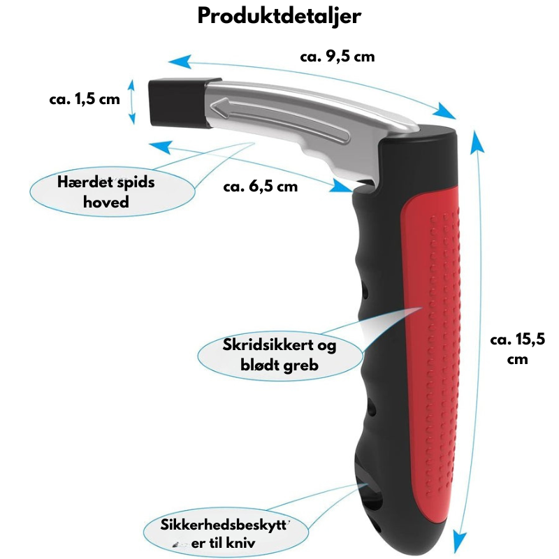 AutoStøtte™ – 3-i-1 Bilgreb & Nødredskab