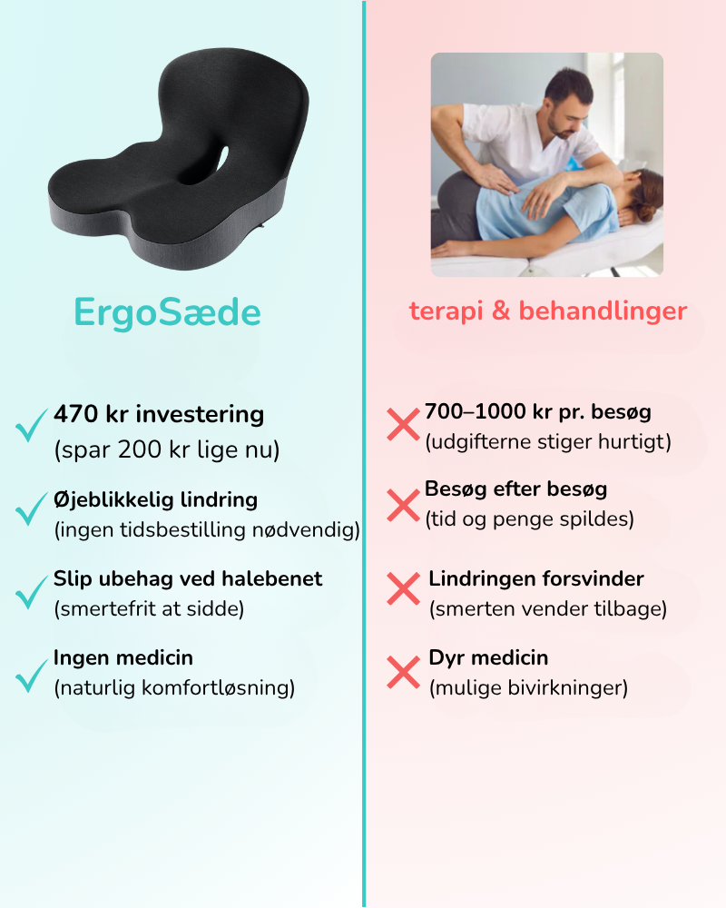 ErgoSæde™ - Siddepude til Øjeblikkelig Lindring