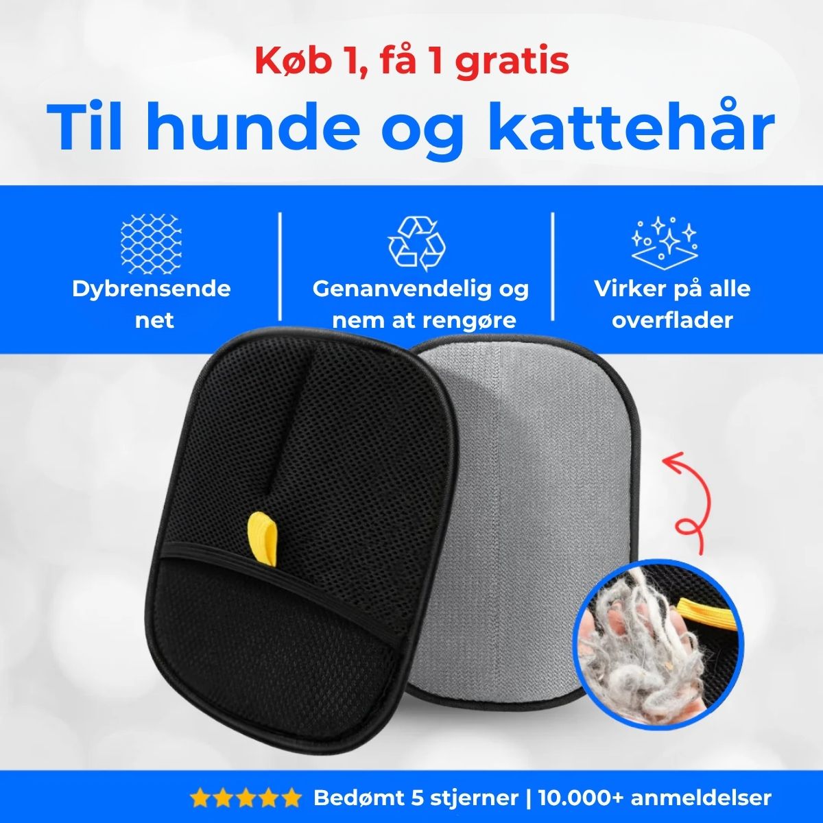 PelsFjerner™ – Elektrostatiske handsker til nem fjernelse af dyrehår (1+1 GRATIS)