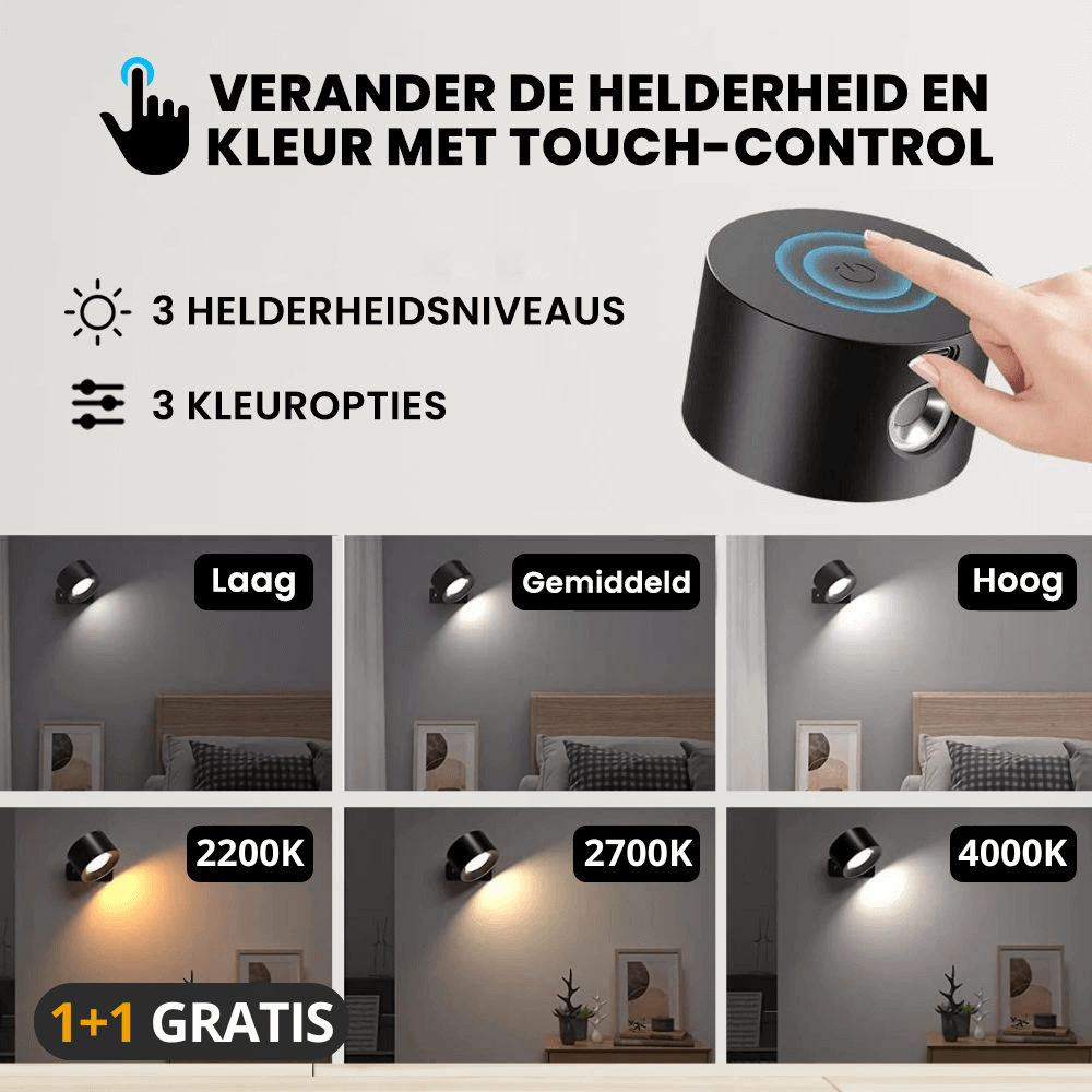 VægGlød | Trådløs Væglampe med Fjernbetjening – 80 Timers Batteritid