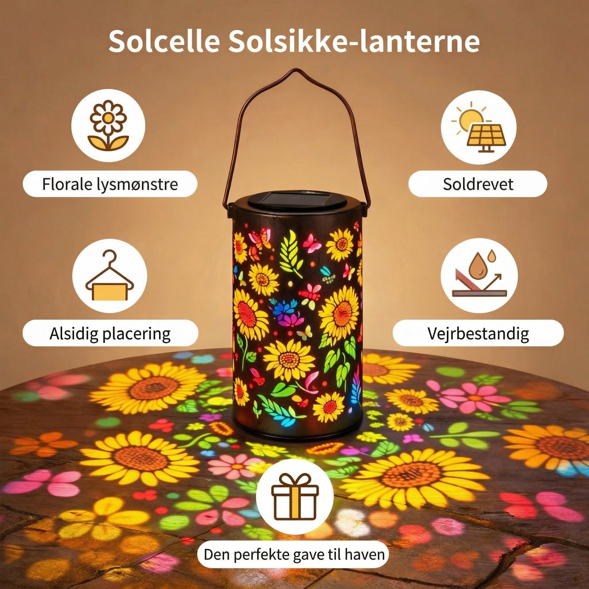 Solcelle Solsikke-lanterne