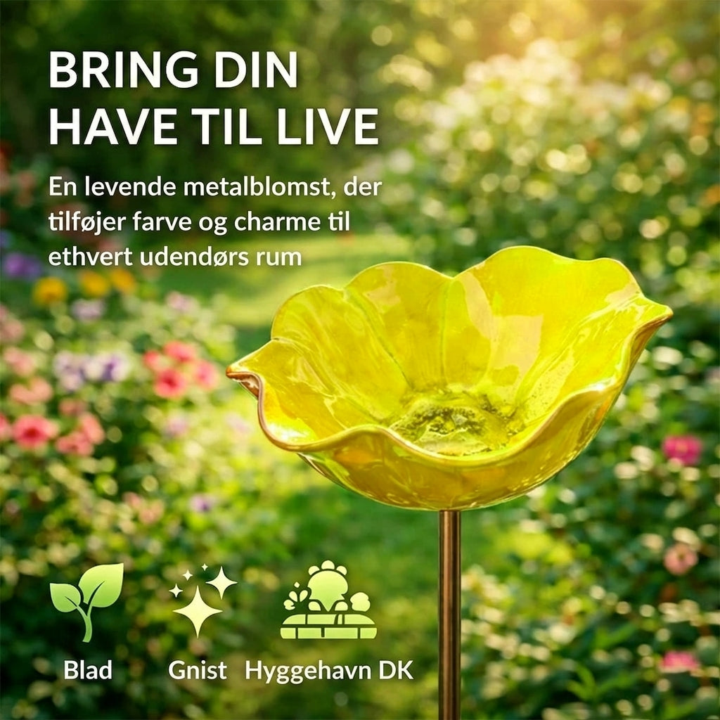 Blomsterfuglebad — Gul