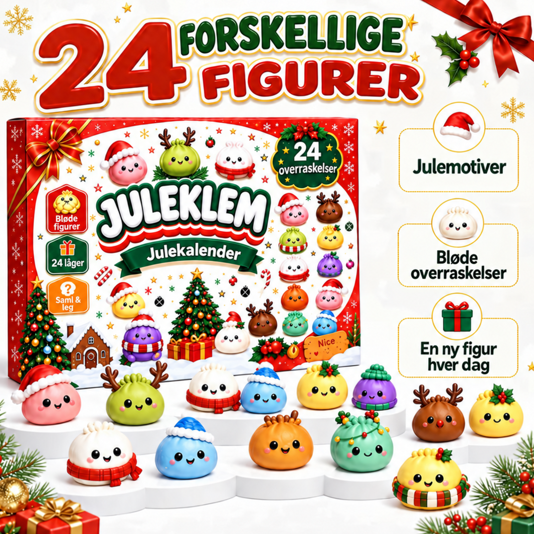 Juleklem julekalender med 24 forskellige figurer