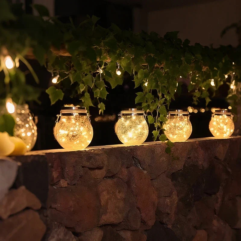 StjerneKrukke – Solcellelanterne med krakeleret glas