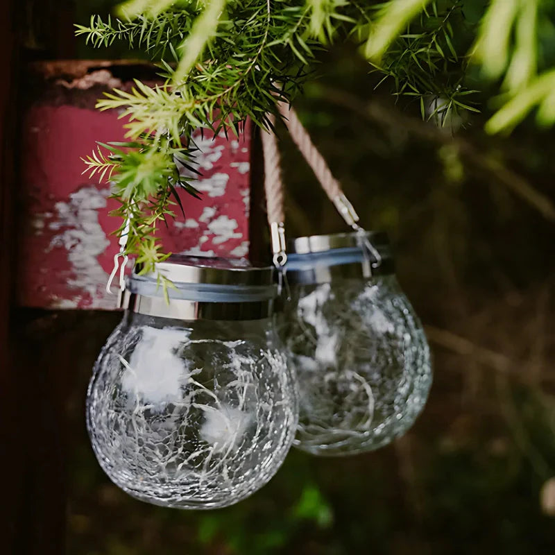 StjerneKrukke – Solcellelanterne med krakeleret glas