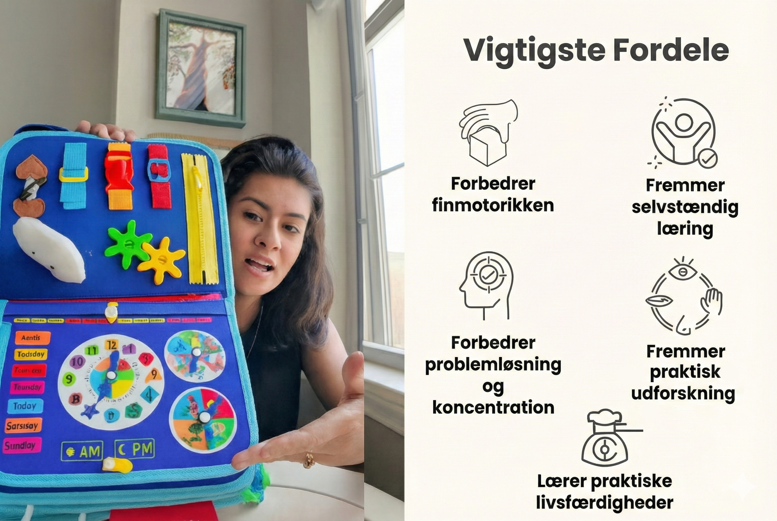 FærdiGo - Sensorisk Rejse Busy Board (Montessori)