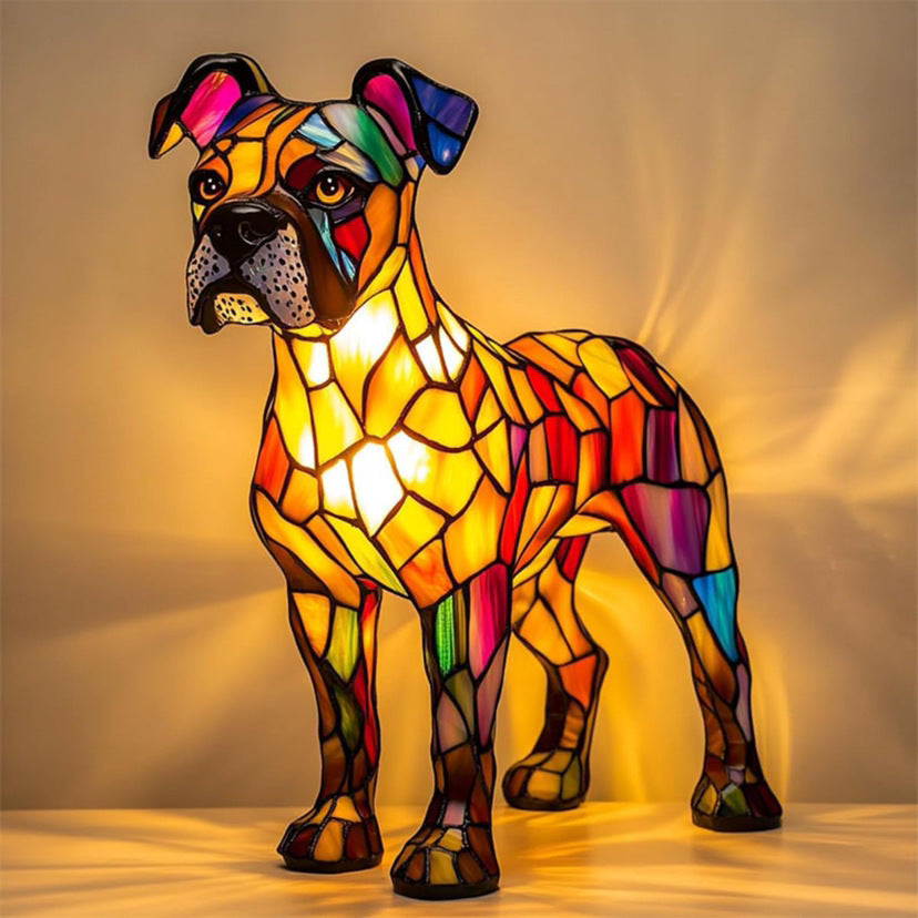 Tyson | Magisk hundelampe i farvet glasdesign
