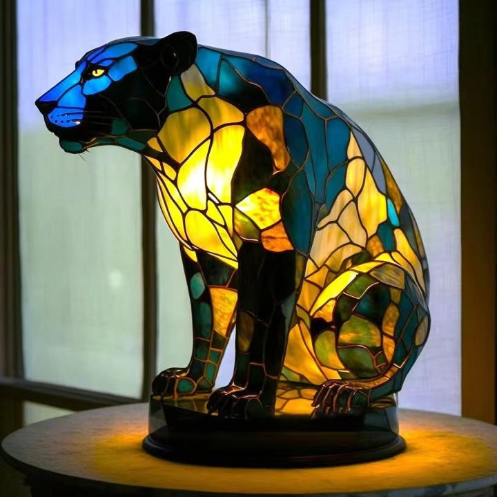 Fauve | Magisk Panther Lampe i Farvet Glas