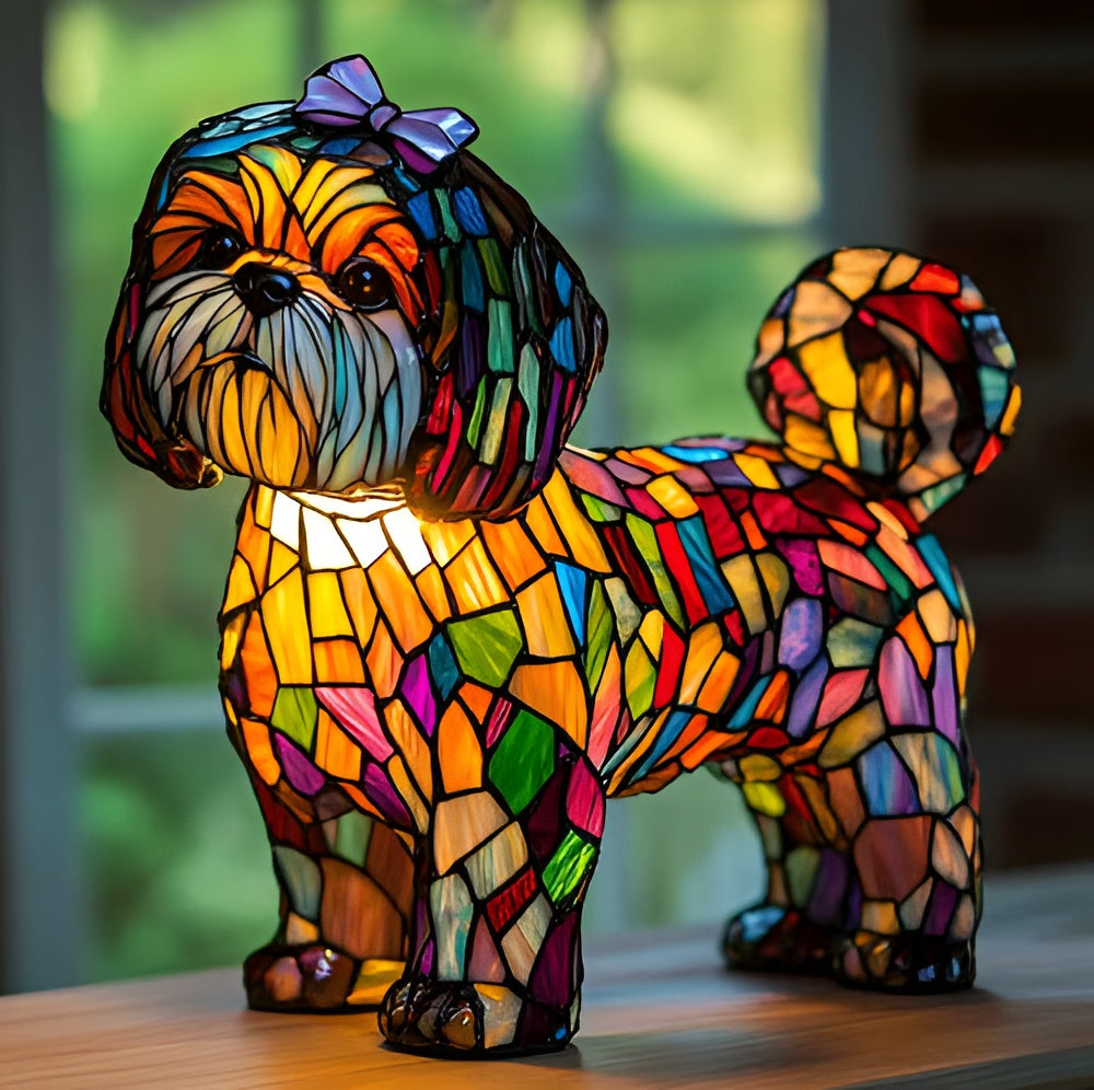 Nina | Magisk hundelampe i farvet glasdesign