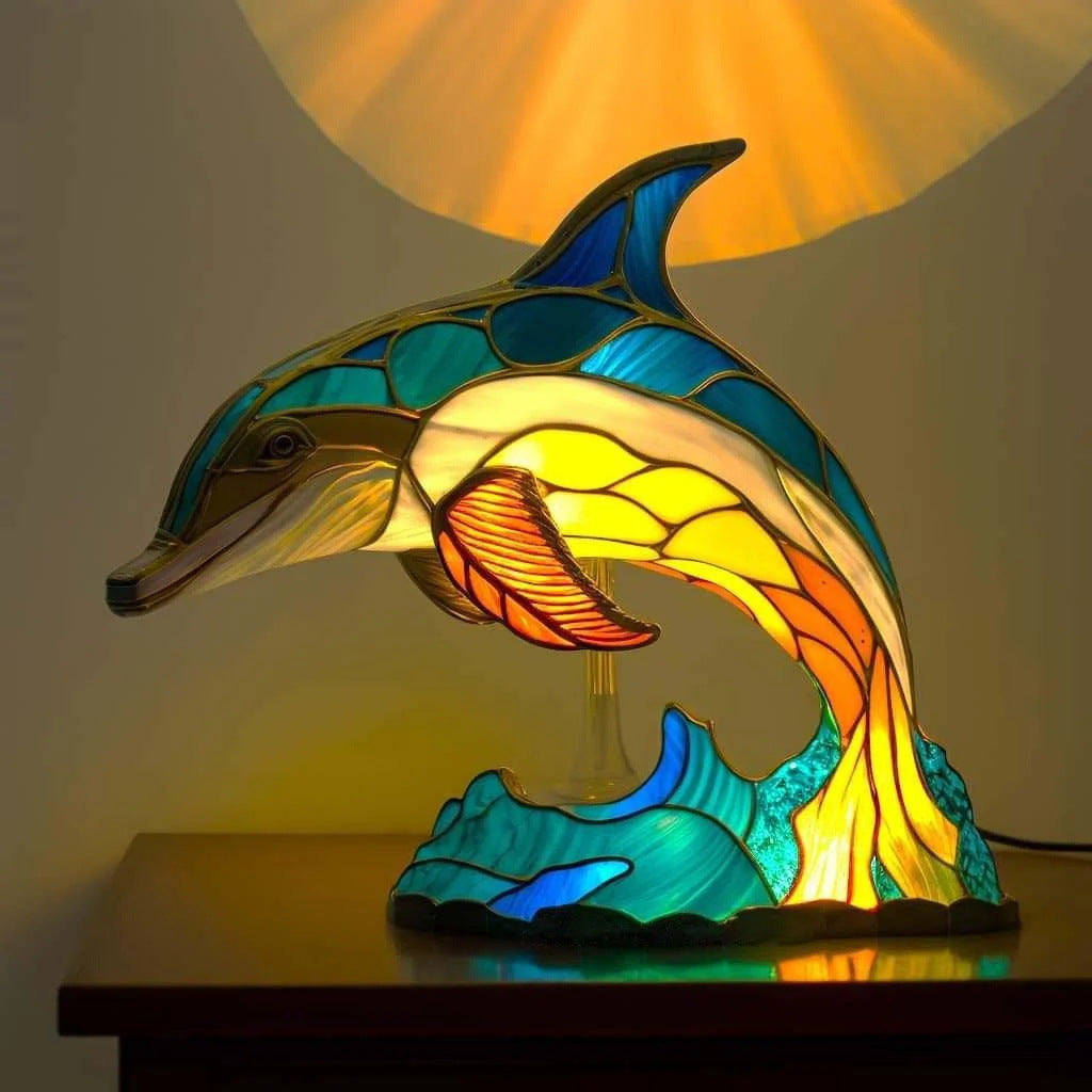Flip | Magisk Delfinlampe i Farverigt Glas