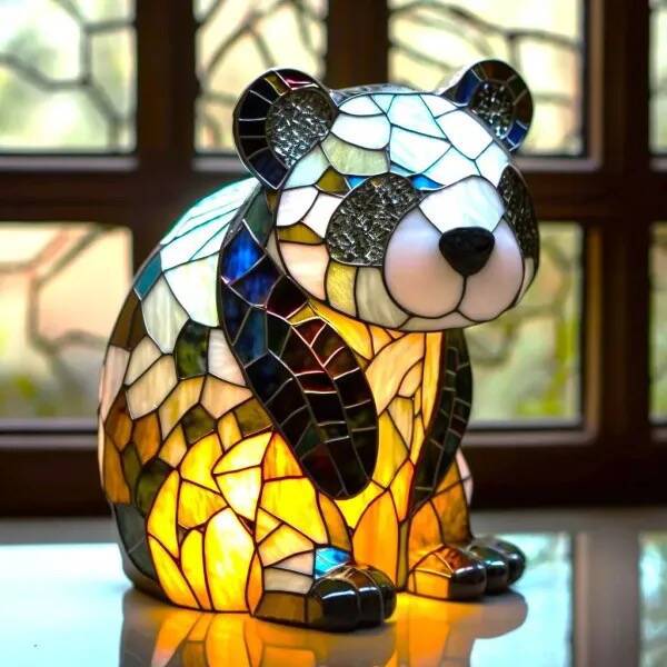 Pandaou | Magisk Panda Lampe i Farvet Glas