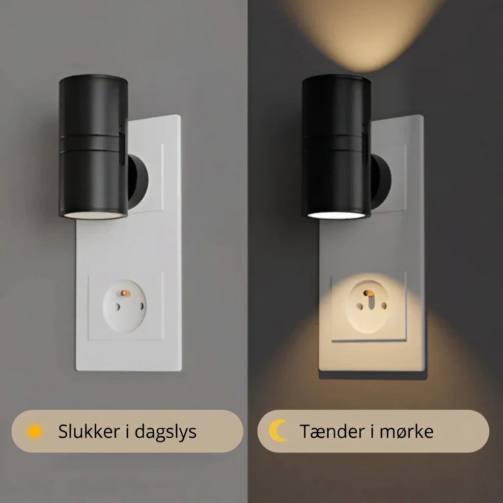 StikLys | Stiklampe med Sensor – Dæmpbar Natlampe til Stikkontakt