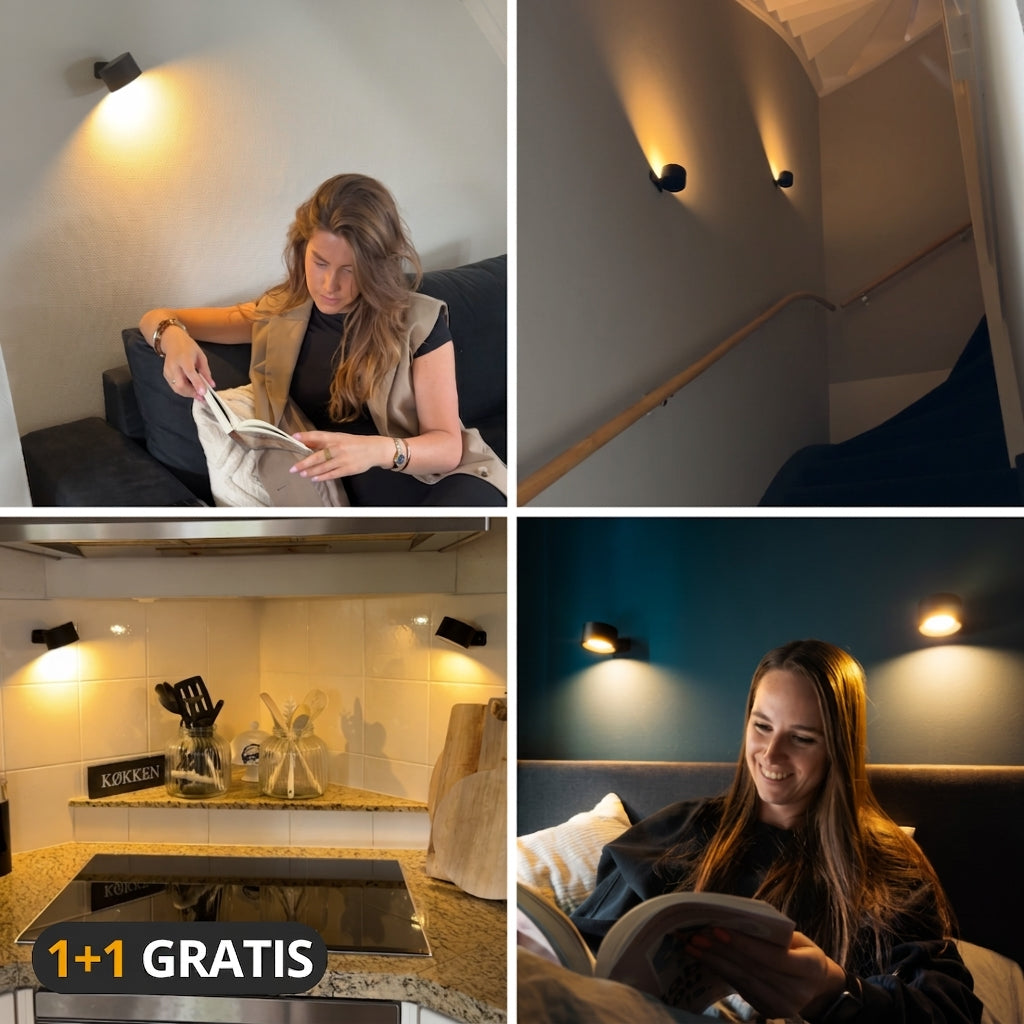 VægGlød | Trådløs Væglampe med Fjernbetjening – 80 Timers Batteritid